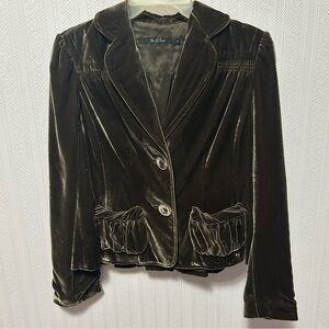 NIC + ZOE Brown Velvet Jacket Blazer